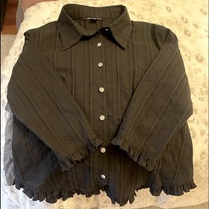 I•N•S•I•G•H•T- BLOUSE WITH RUFFLES & EMBELLISHMENT (IN BLACK)